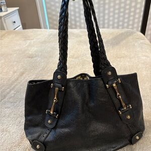 Gucci black leather braided Handle Women’s Tote Handbag